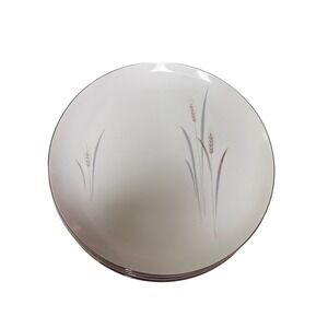 Set of 4 Fine China Platinum Wheat Dinner Plates Japan Elegant Tableware